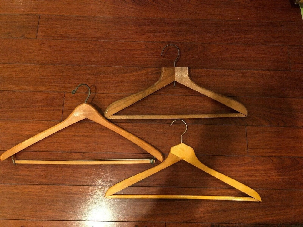 Wooden Hangers Coat Pant Jacket Suit QTY 3 - Vintage!